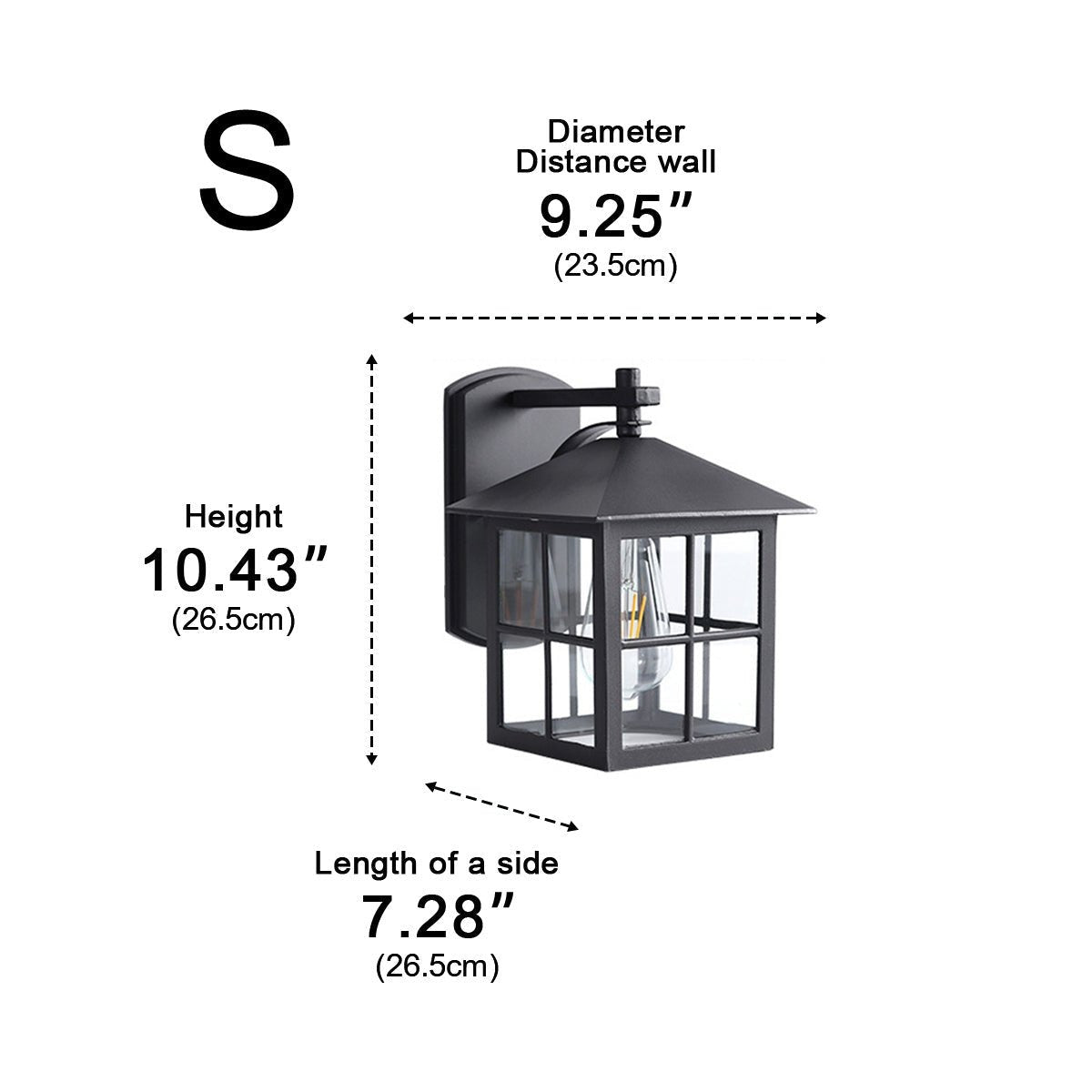 Craftsman Grid Lantern Porch Light, Black Aluminum Wall Lantern 13