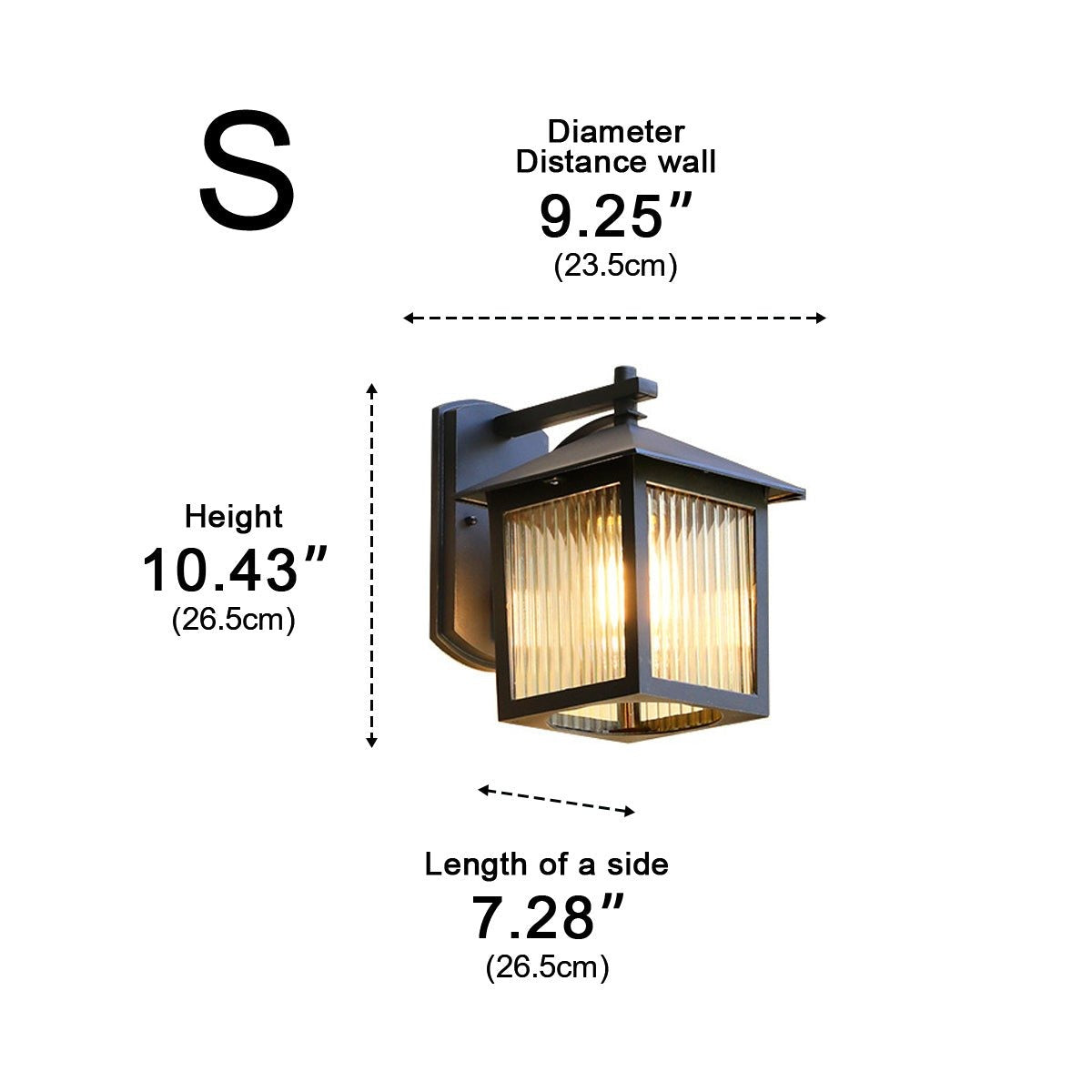 Craftsman Grid Lantern Porch Light, Black Aluminum Wall Lantern 15