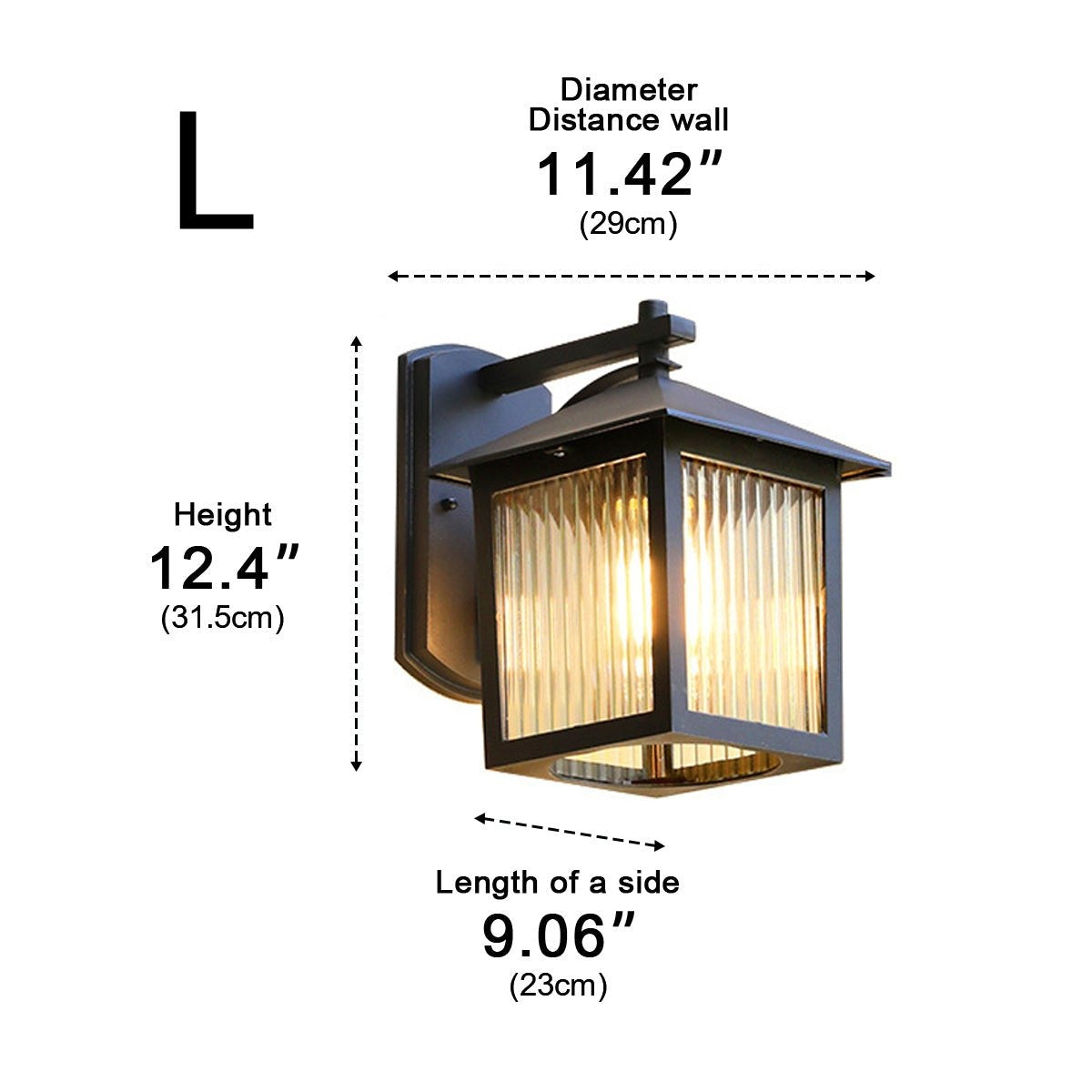 Craftsman Grid Lantern Porch Light, Black Aluminum Wall Lantern 16