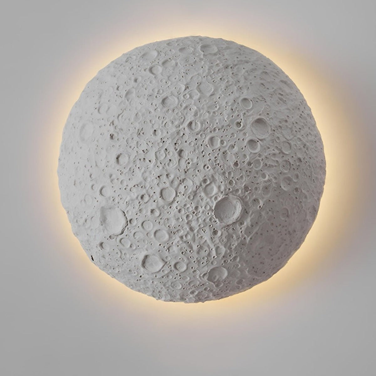Crater Moon Backlit Wall Light, Concrete Outdoor Wall Sconce 10