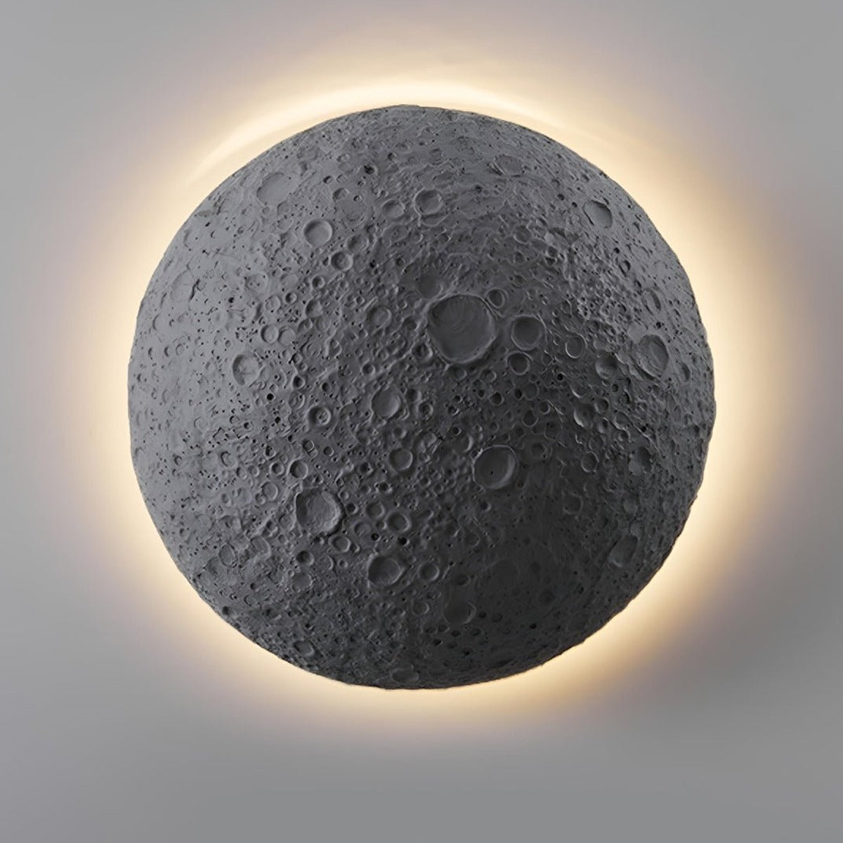 Crater Moon Backlit Wall Light, Concrete Outdoor Wall Sconce 11