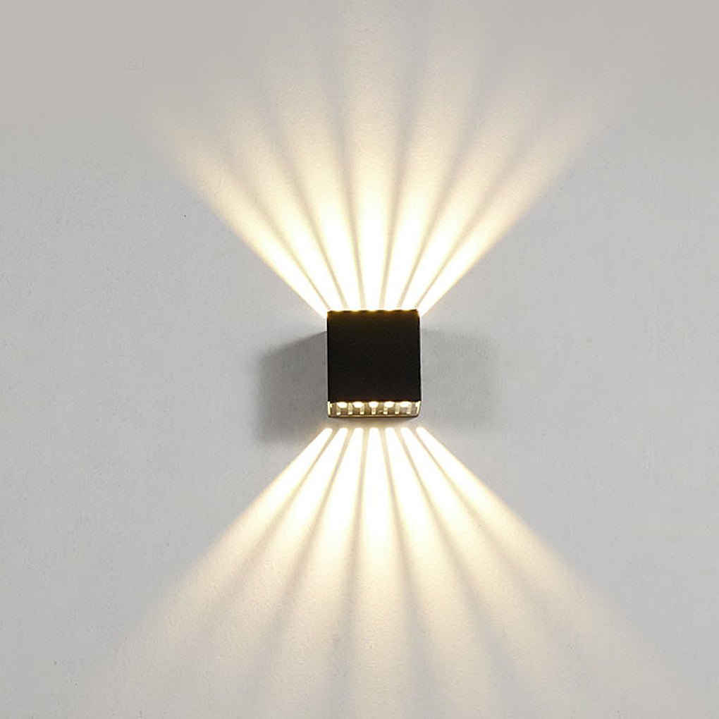 Square Up and Down Wall Light, Black Aluminum Outdoor Sconce, view 10