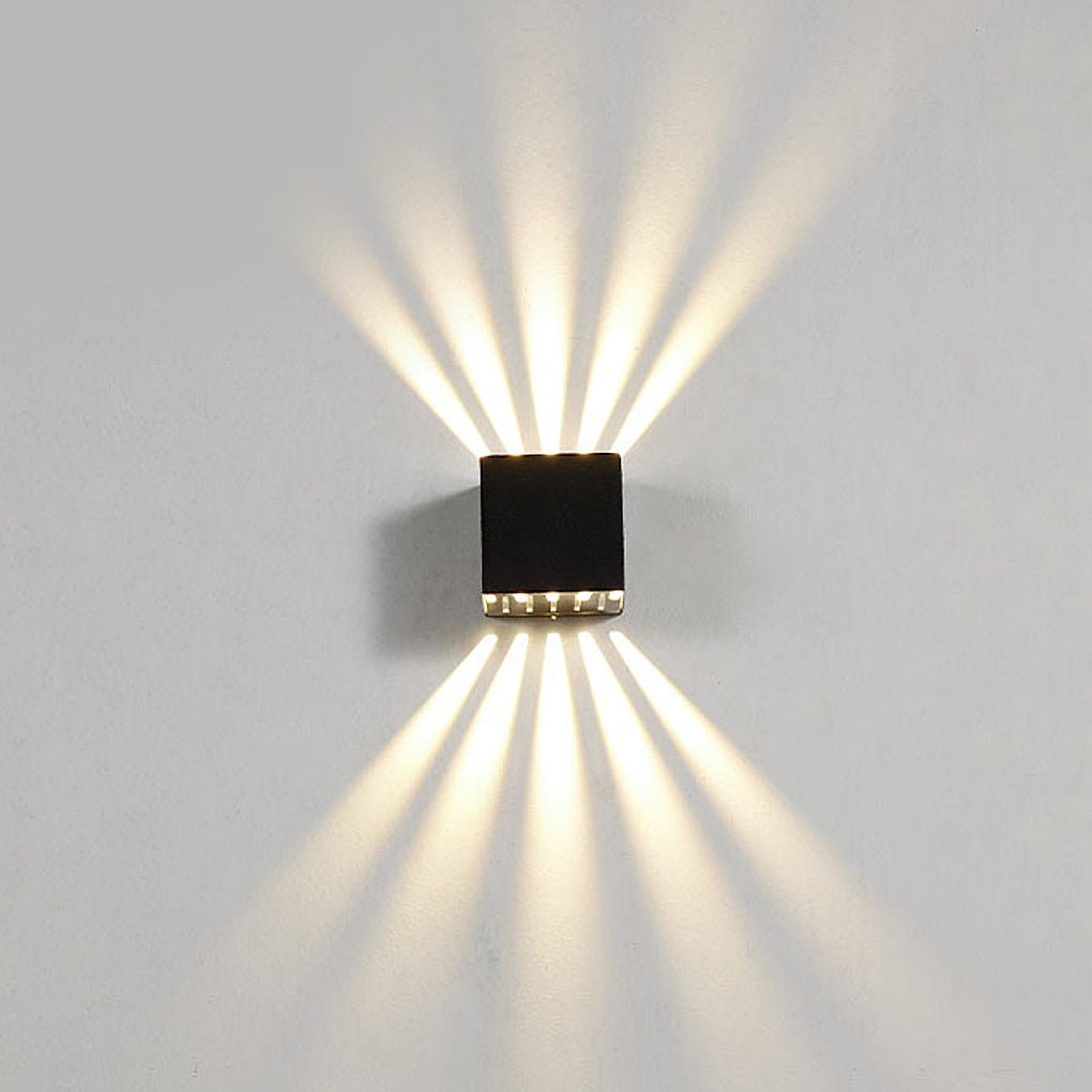 Square Up and Down Wall Light, Black Aluminum Outdoor Sconce, view 9
