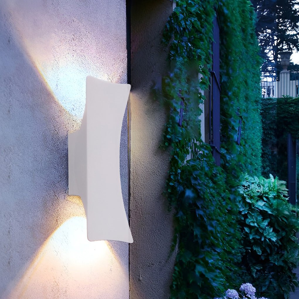 Curved Up and Down Wall Light, Black Aluminum Outdoor Sconce, view 3