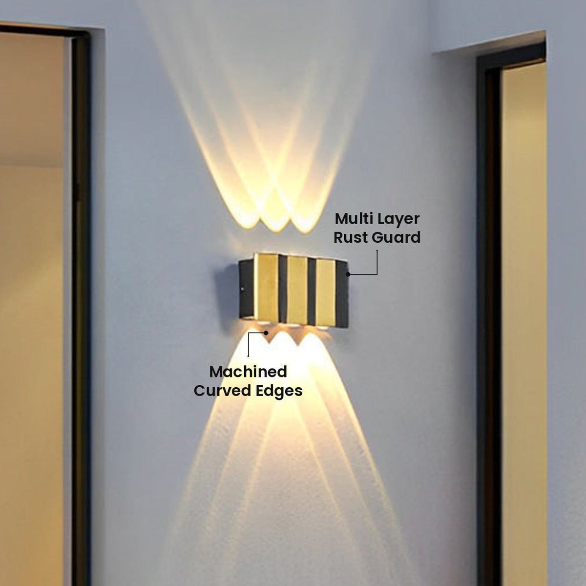 Creative Up and Down Wall Sconce: Multi Layer Rust Guard, Machined Curved Edges