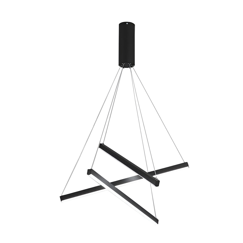 Criss Linear Chandelier, Black Iron and Aluminum LED