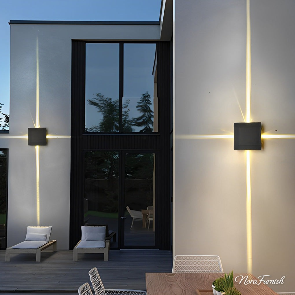 Cross Beam Wall Sconce, Black Aluminum Outdoor Wall Light, view 7