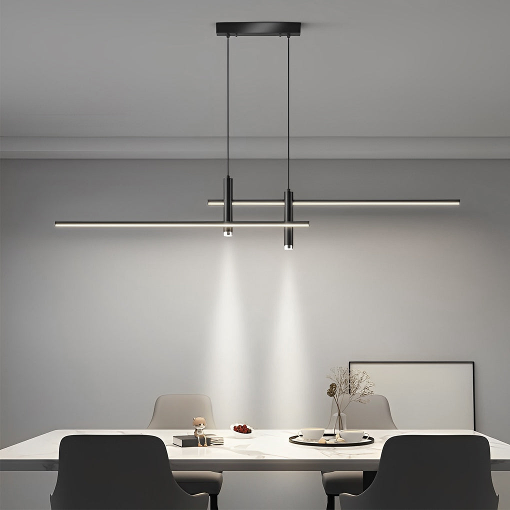 Crossbar Lines LED Linear Pendant, Slim Iron Island Ceiling Light