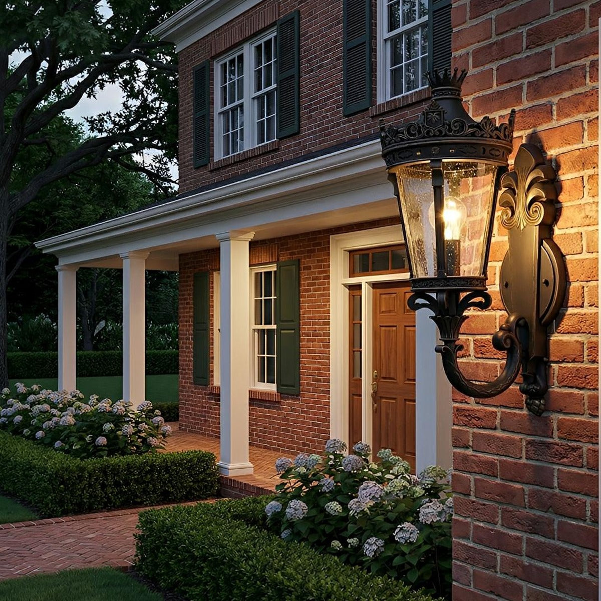 Crown Scroll Lantern Wall Light, Bronze Aluminum Porch Sconce 3