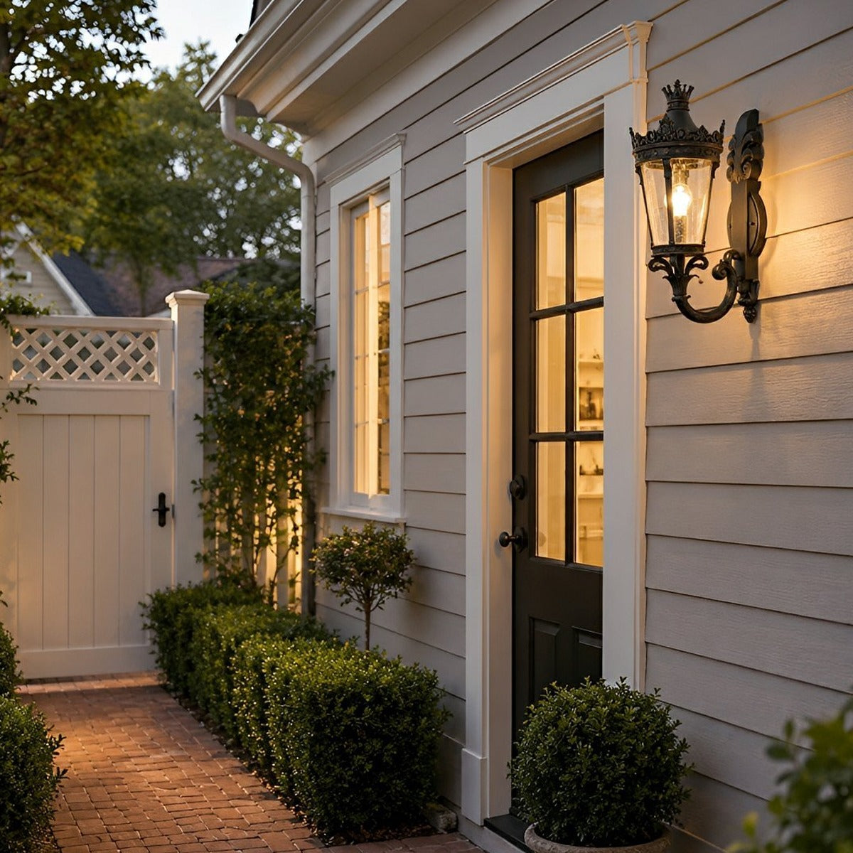 Crown Scroll Lantern Wall Light, Bronze Aluminum Porch Sconce 6