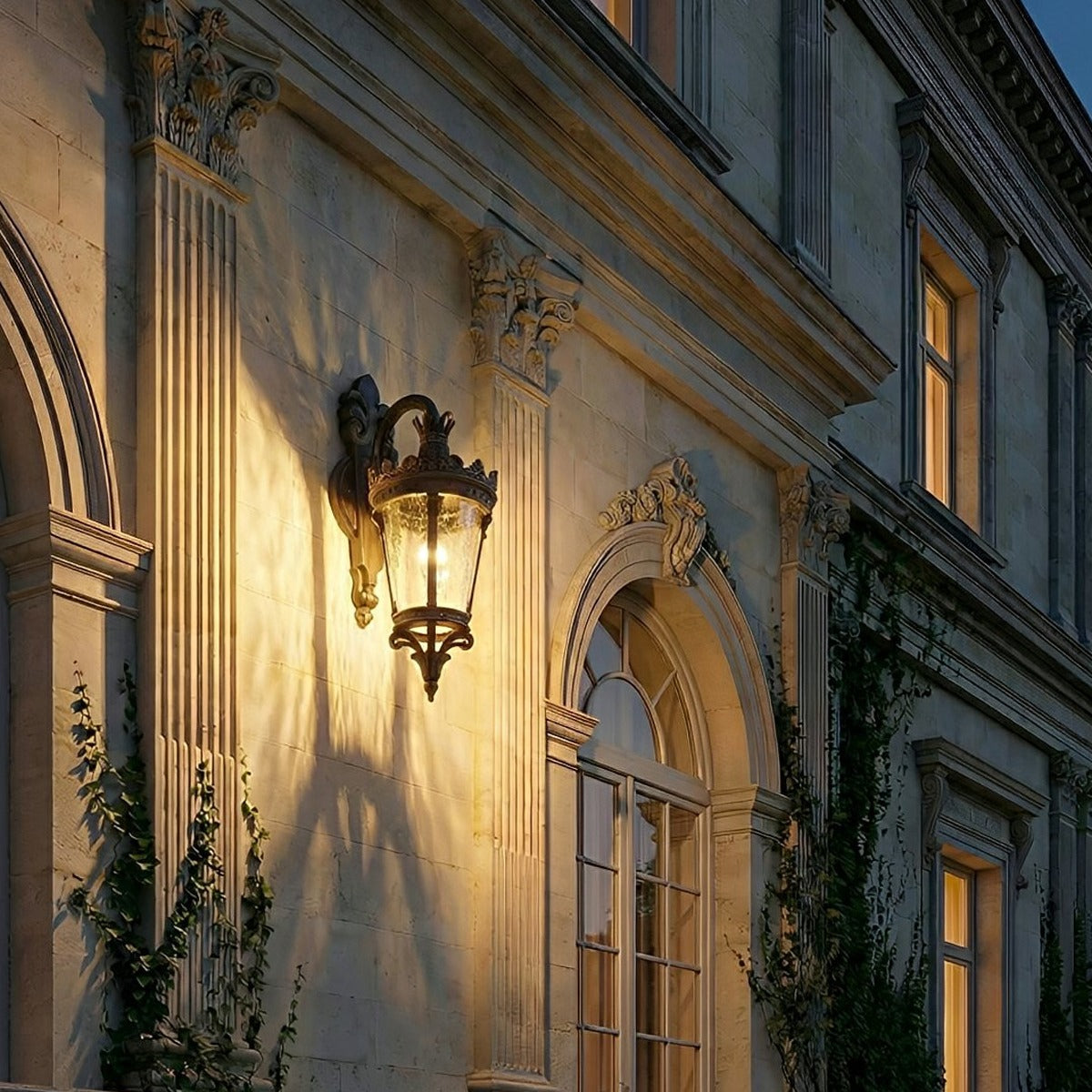 Crown Scroll Lantern Wall Light, Bronze Aluminum Porch Sconce 7