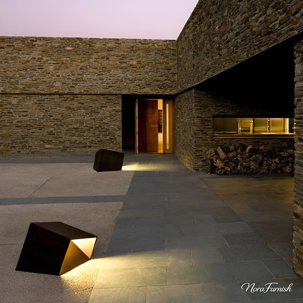 Cut Cube Ground Light, Geometric Deck and Path Landscape Lamp, view 4