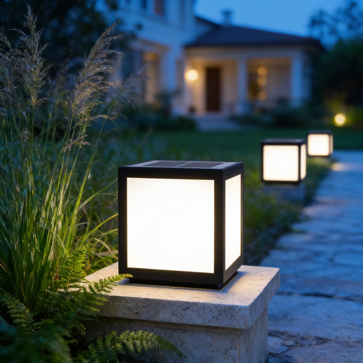 Cube Pillar Light, 15.8 in x 15.7 in x 6.5 in, Hardwired