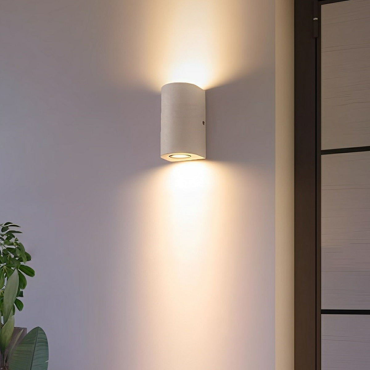 Cubist Porch Light, Gray Concrete and Glass Outdoor Wall Sconce 3