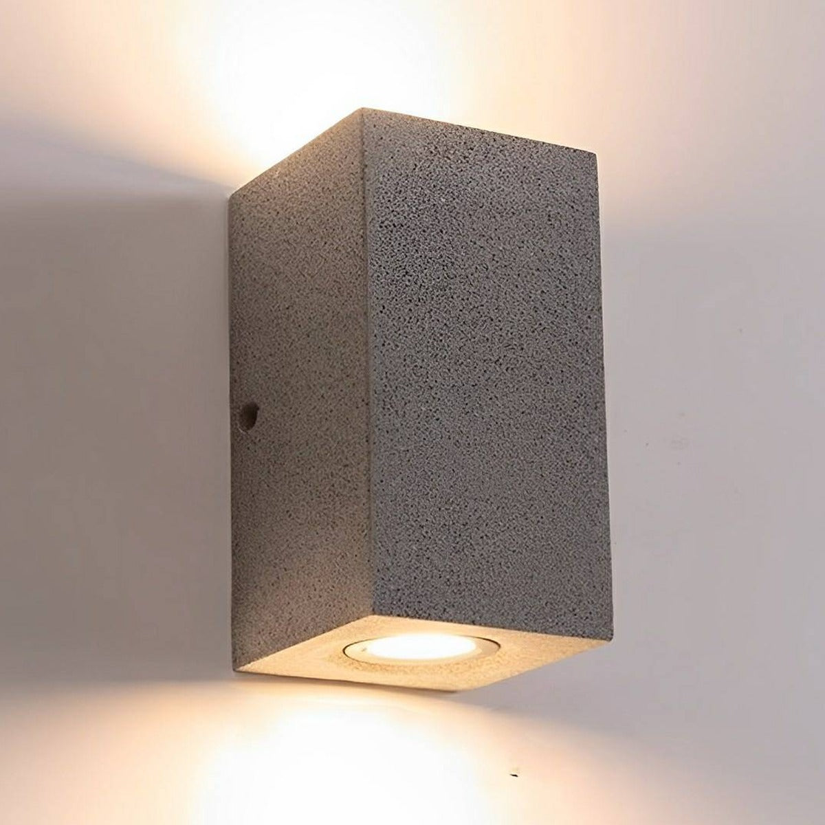 Cubist Porch Light, Gray Concrete and Glass Outdoor Wall Sconce 6