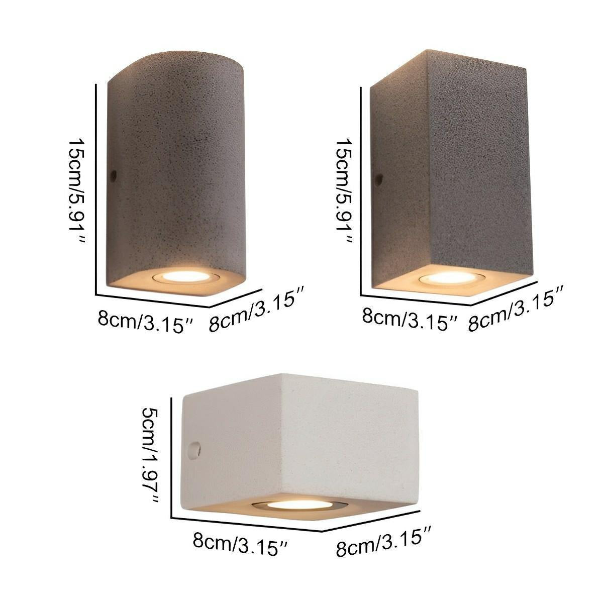 Cubist Porch Light, Gray Concrete and Glass Outdoor Wall Sconce 9