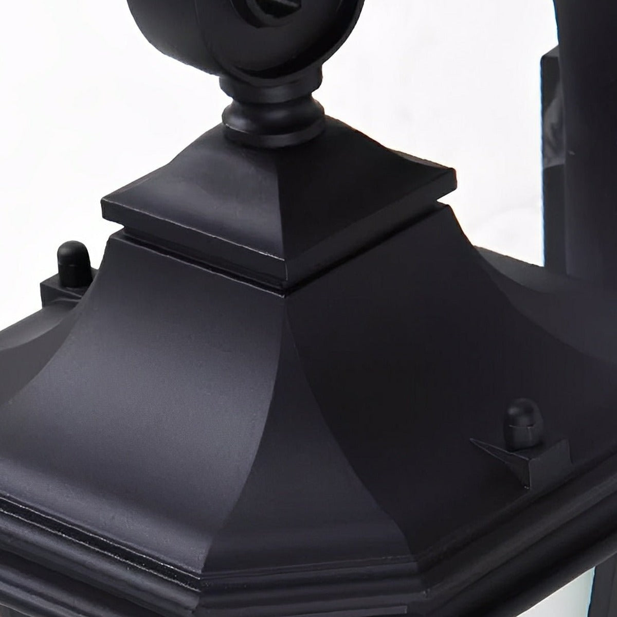 Curled Hook Coach Lantern, Black Die Cast Aluminum Porch Light 15