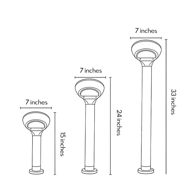Curved Solar Bollard Light, Hooded Aluminum Garden Light, view 15