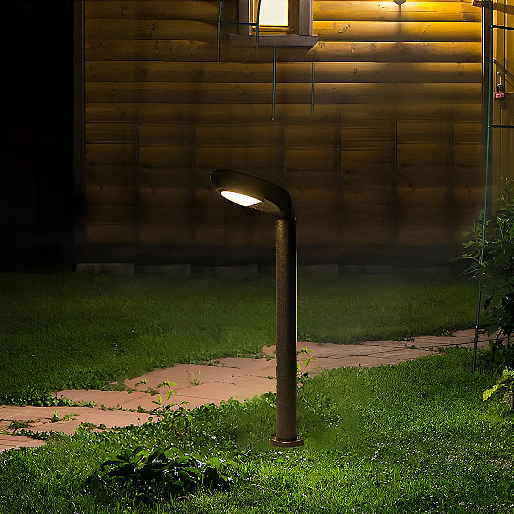 Curved Solar Bollard Light, Hooded Aluminum Garden Light, view 8