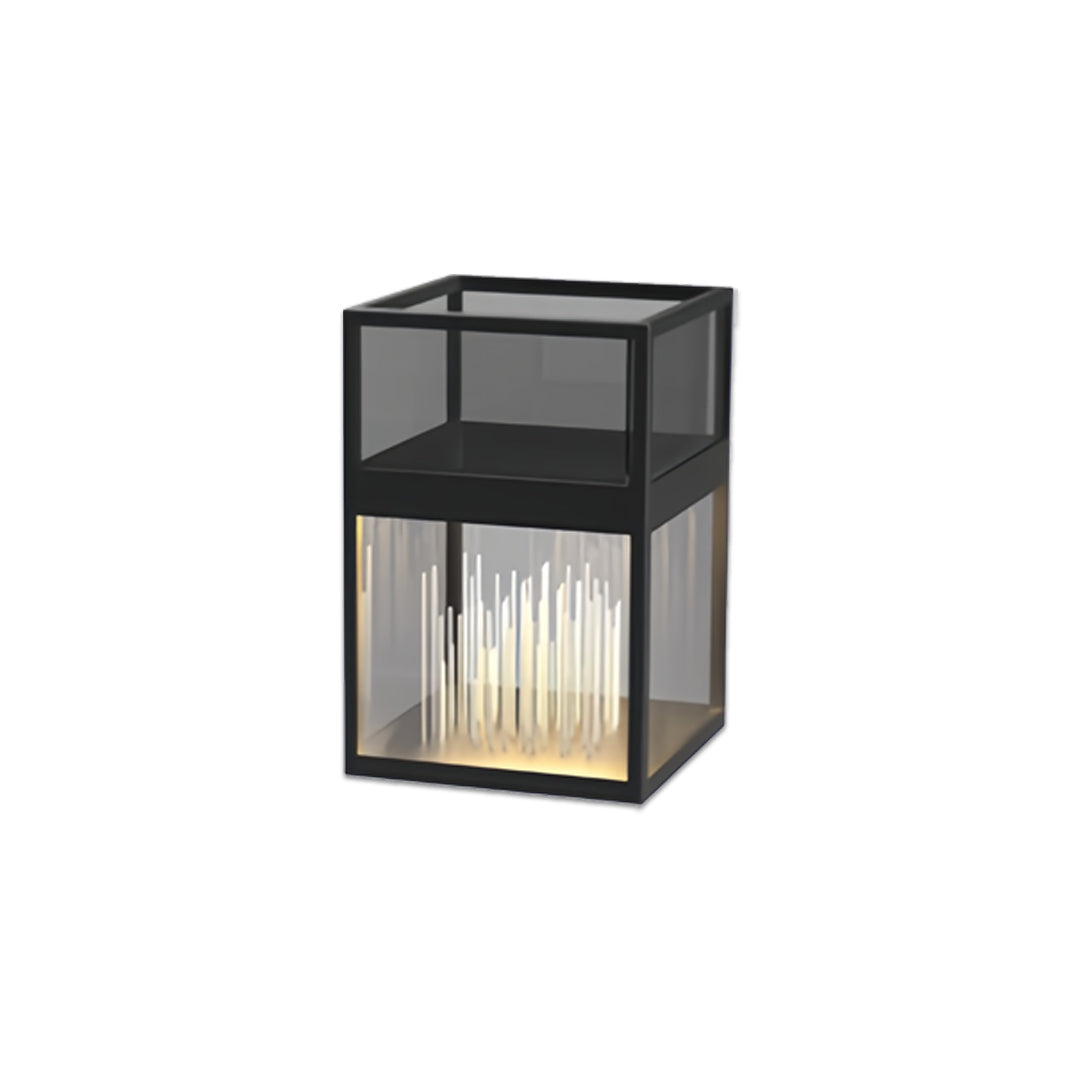 Glass Box Bollard Light, Black Stainless Steel Pool Deck Light