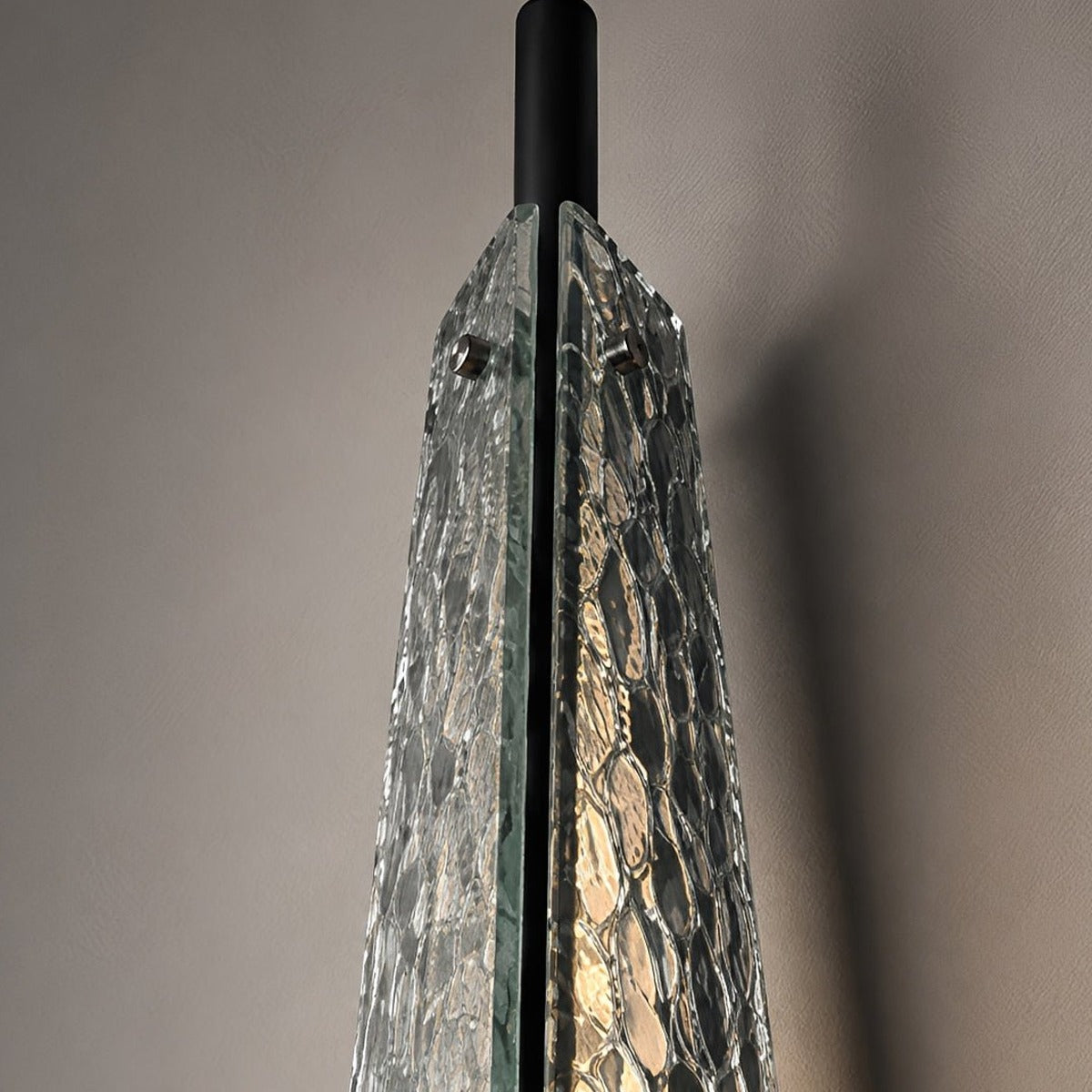 Diamond Leaf Glass Wall Light, Gray Stainless Steel Outdoor Sconce 12