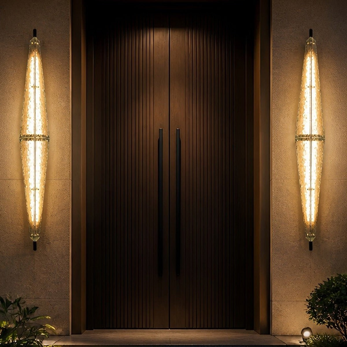 Diamond Leaf Glass Wall Light, Gray Stainless Steel Outdoor Sconce 4