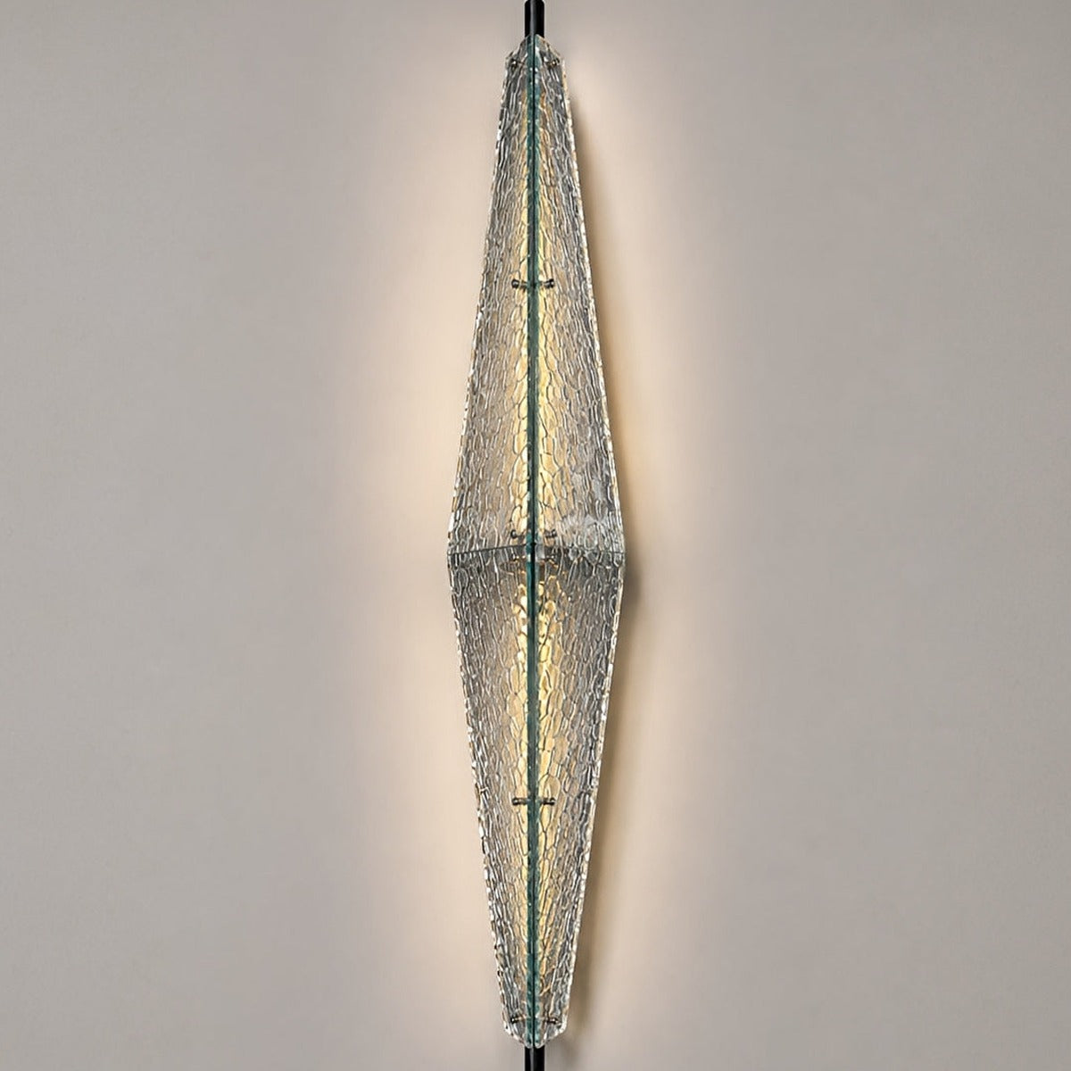 Diamond Leaf Glass Wall Light, Gray Stainless Steel Outdoor Sconce 7