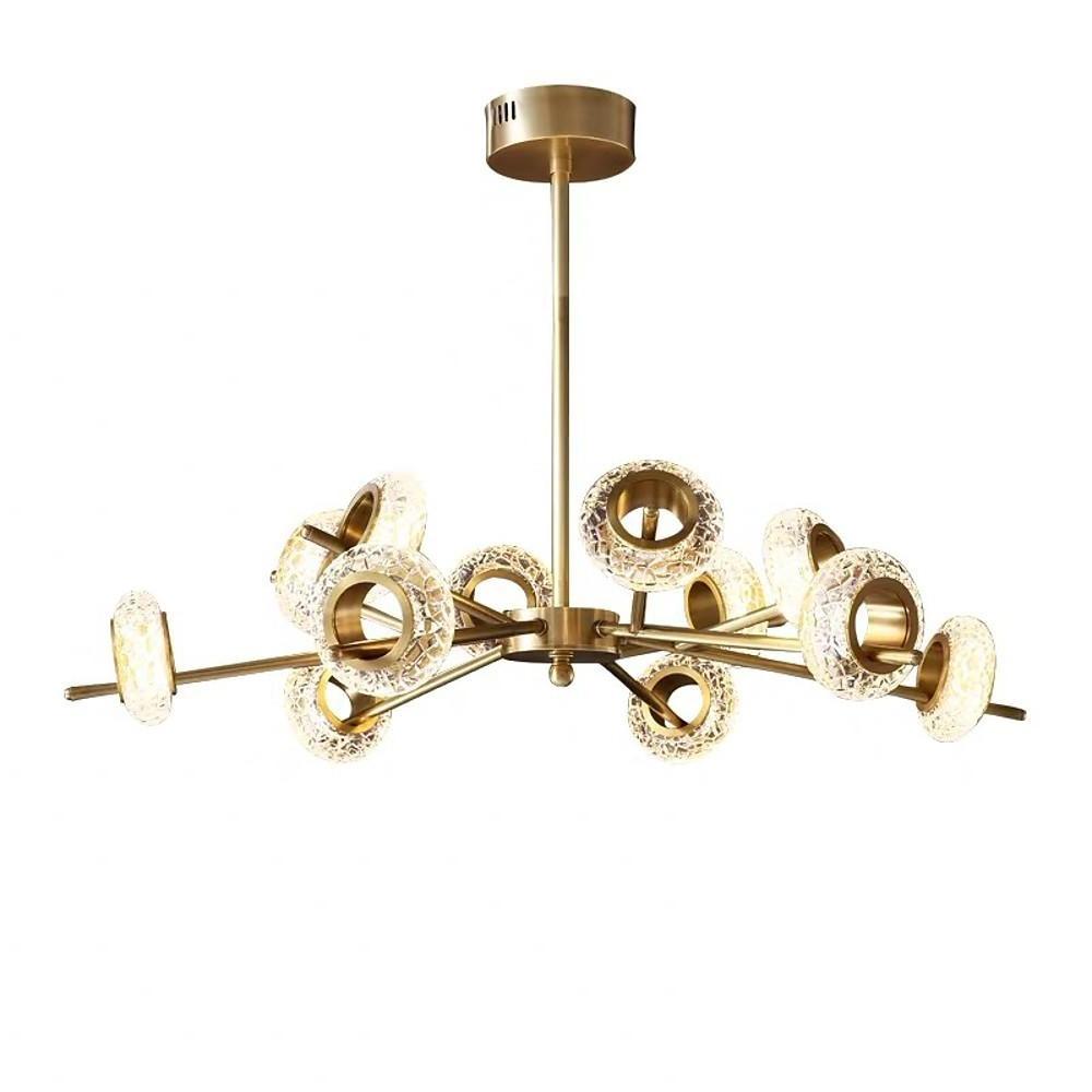 Brass Halo Crystal Chandelier, Gold Sputnik Ceiling Light 16