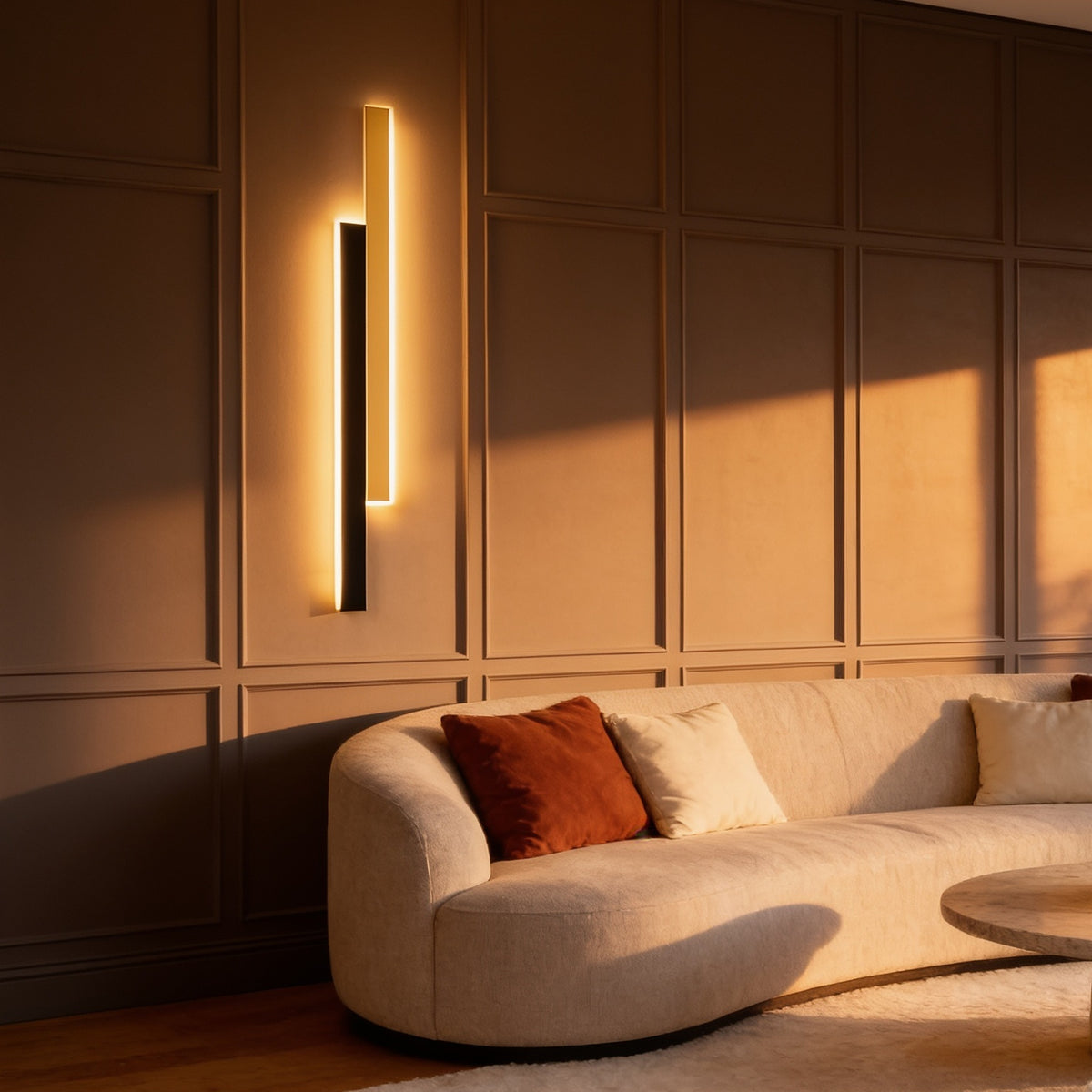 Double Strip Vertical Wall Light, Black+White, 24 in, Warm White