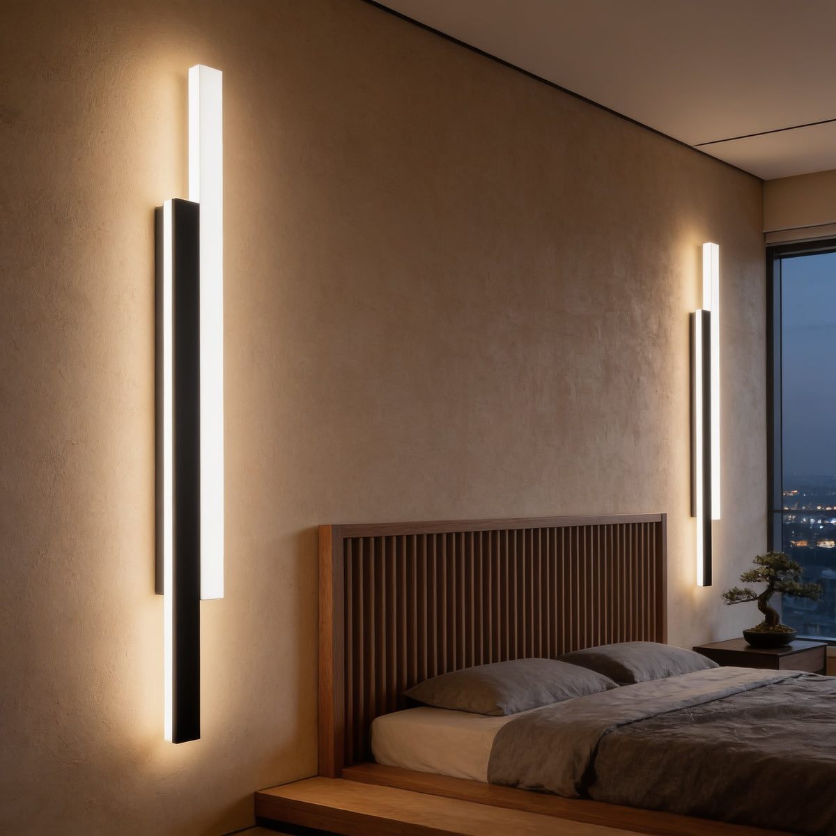 Double Strip Vertical Wall Light, Black+White, 39 in, White