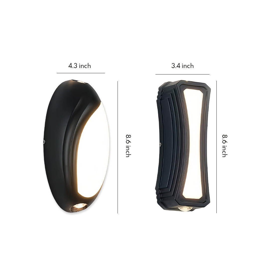 Oval Shell Outdoor Wall Light, Black Aluminum Doorway Lamp
