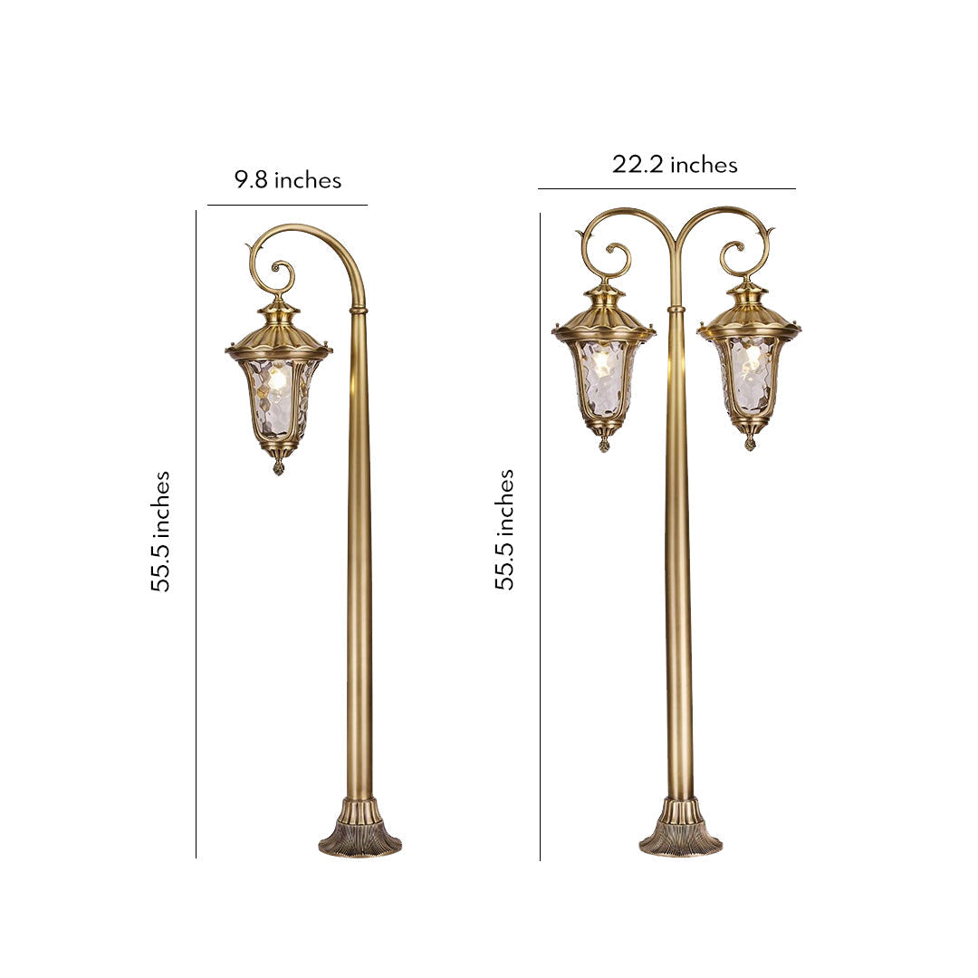 Shepherd Hook Lantern Path Light, Antique Copper Garden Post