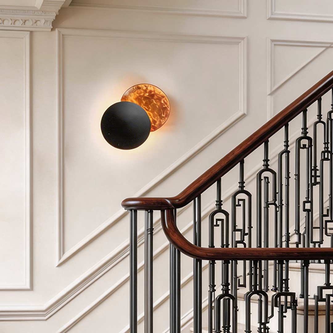 Eclipse Disc LED Wall Sconce, Rotating Metal Moon Wall Light