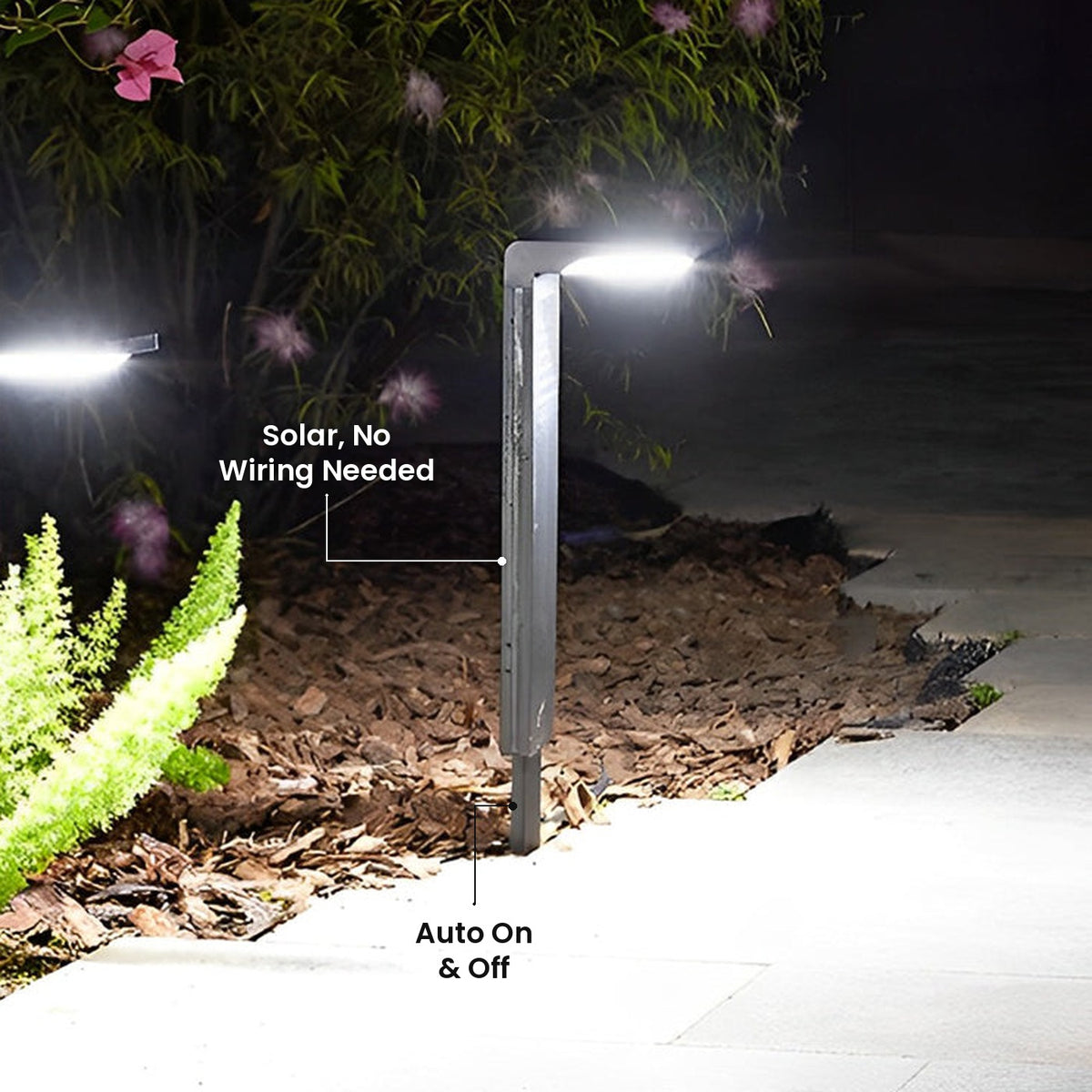 Smart Solar Lawn Post Light: Auto On & Off, Solar, No Wiring Needed