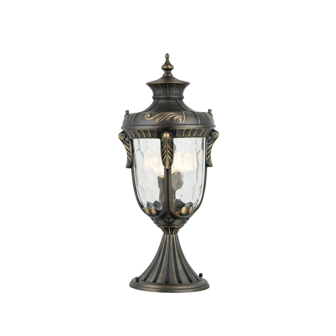 Classic Copper Column Light, Antique Copper Glass Pillar Light