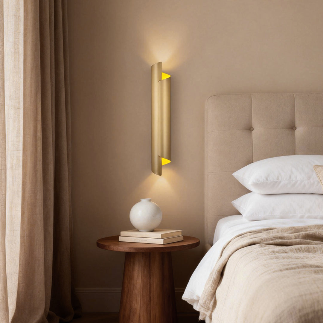 Scroll Curve Wall Sconce, Gold and Black Up and Down Light