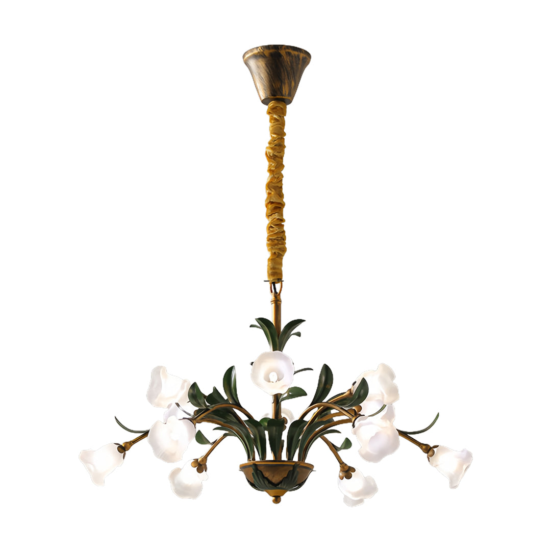 Glass flowers on brass toned arms