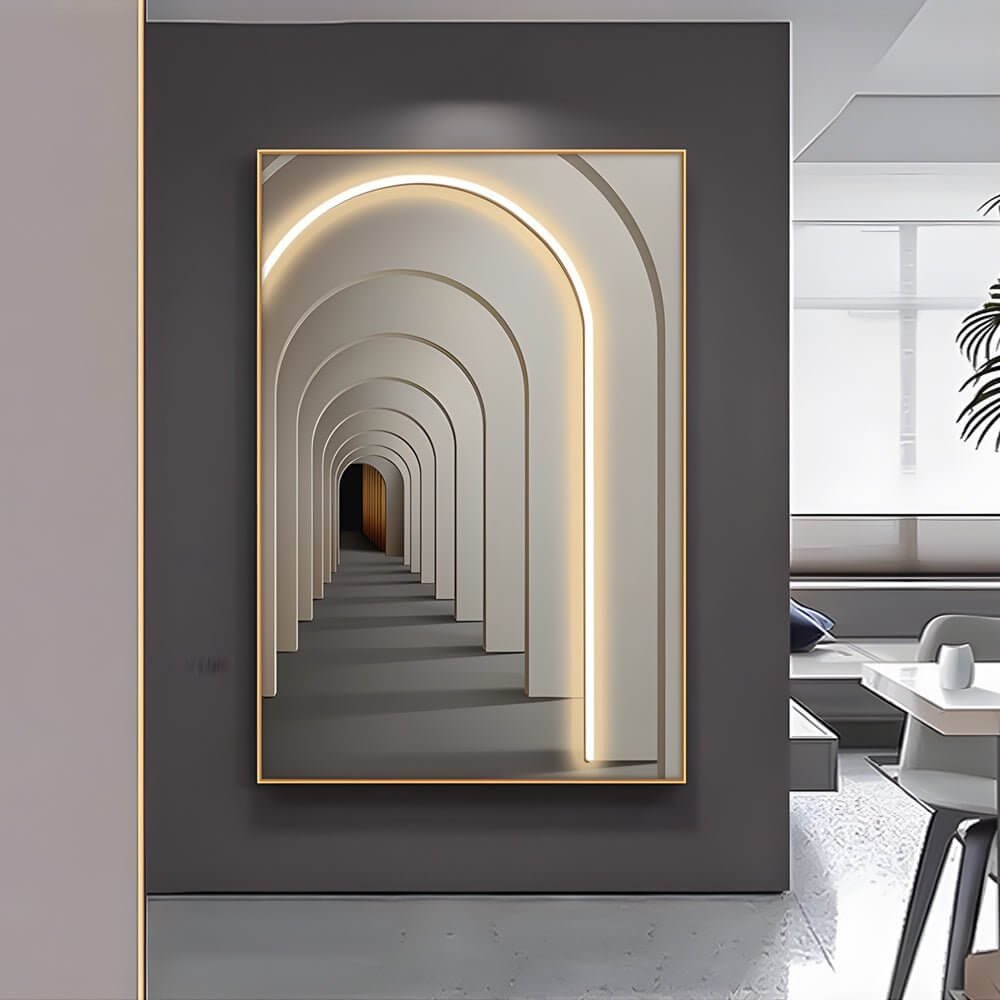Endless Arches LED Canvas Wall Art, Illuminated Corridor Print