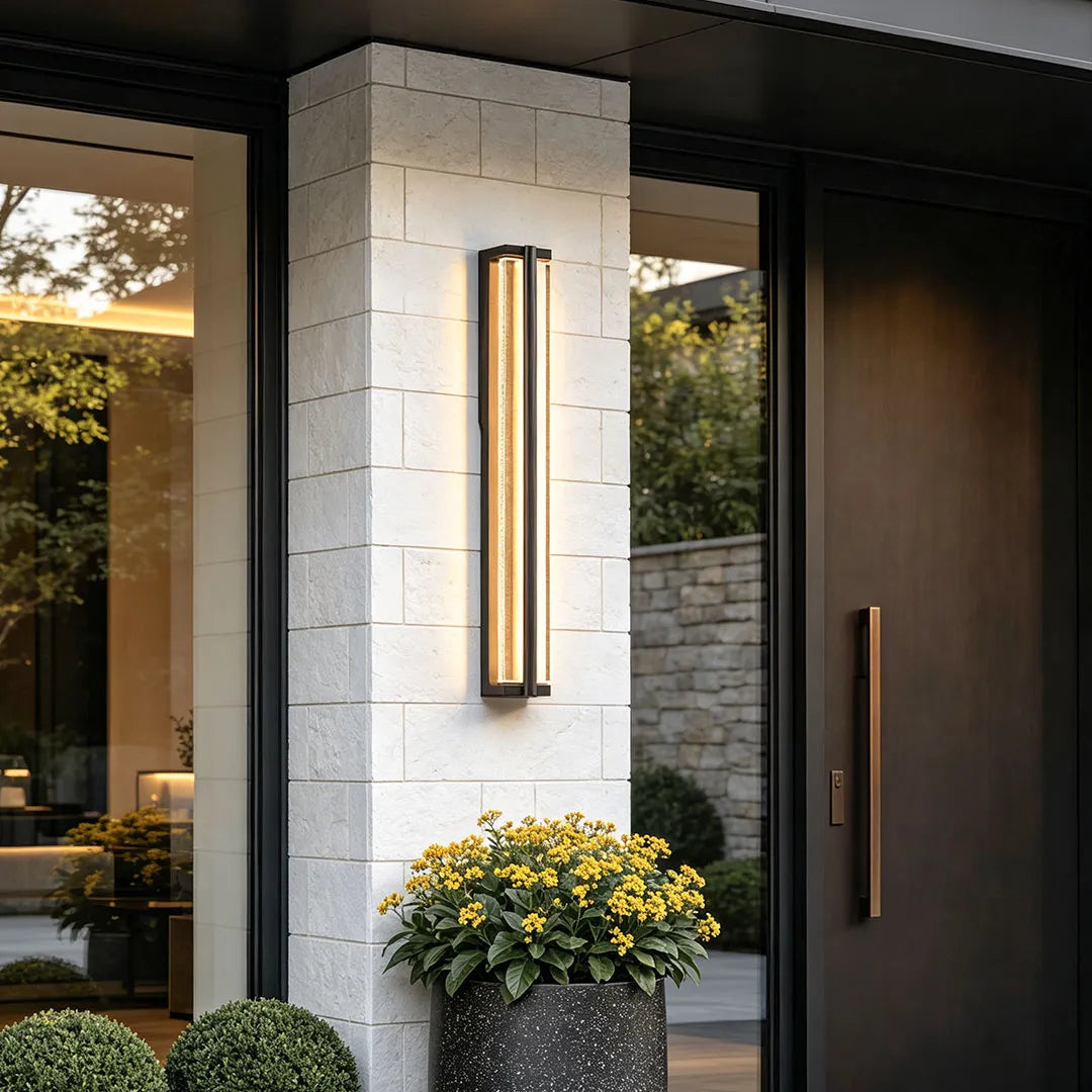 Bubble Crystal Wall Sconce, Black Stainless Steel Outdoor Light