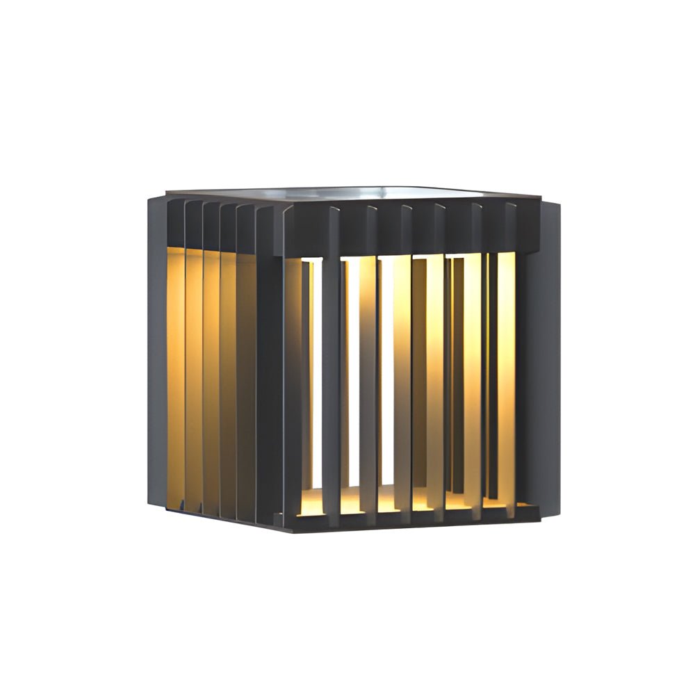Square Openwork Pillar Light, Black Stainless Steel Pier Light