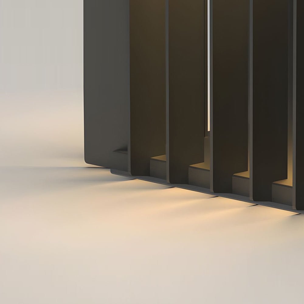 Square Openwork Pillar Light, Black Stainless Steel Pier Light