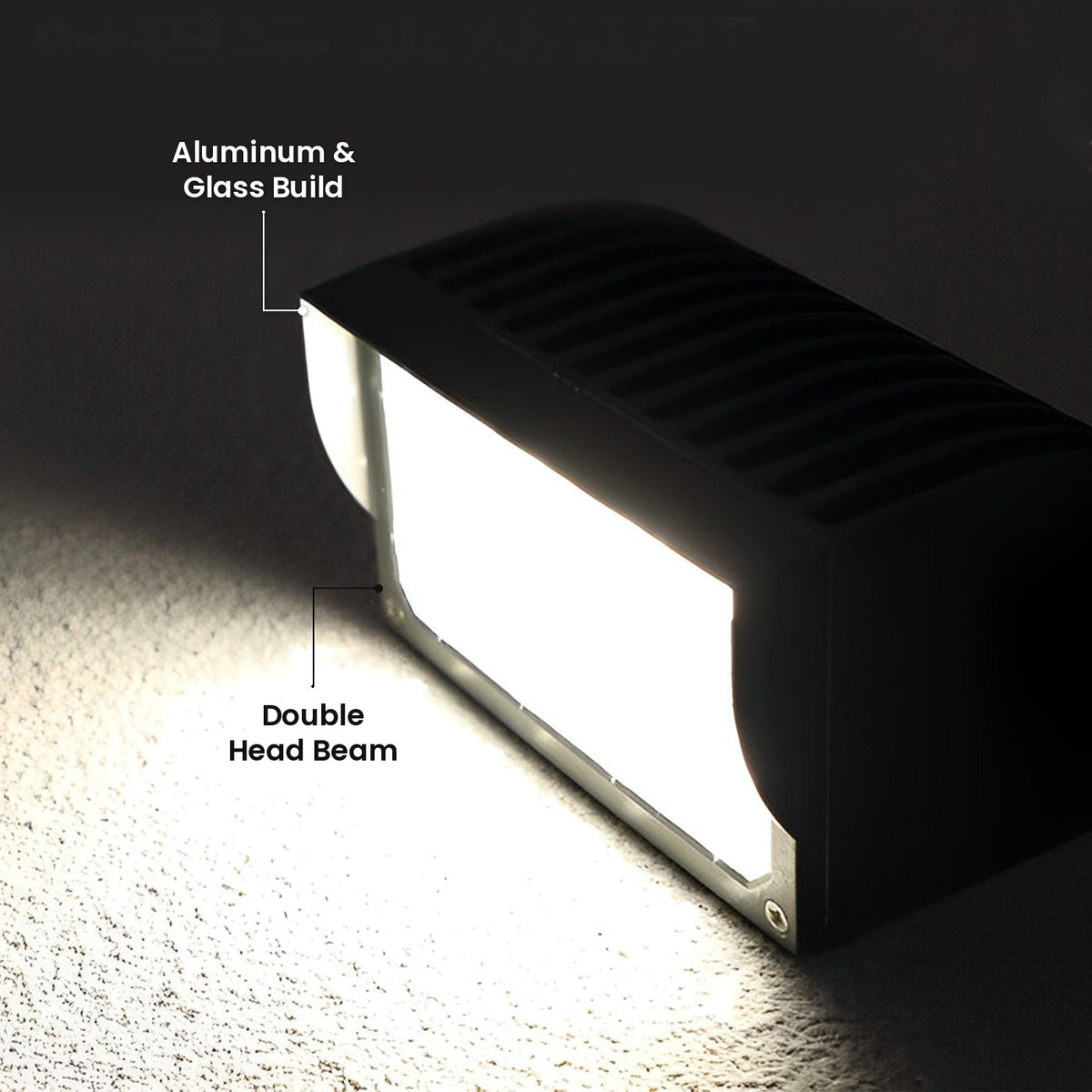 Facade Spot Wall Light: Double Head Beam, Aluminum & Glass Build