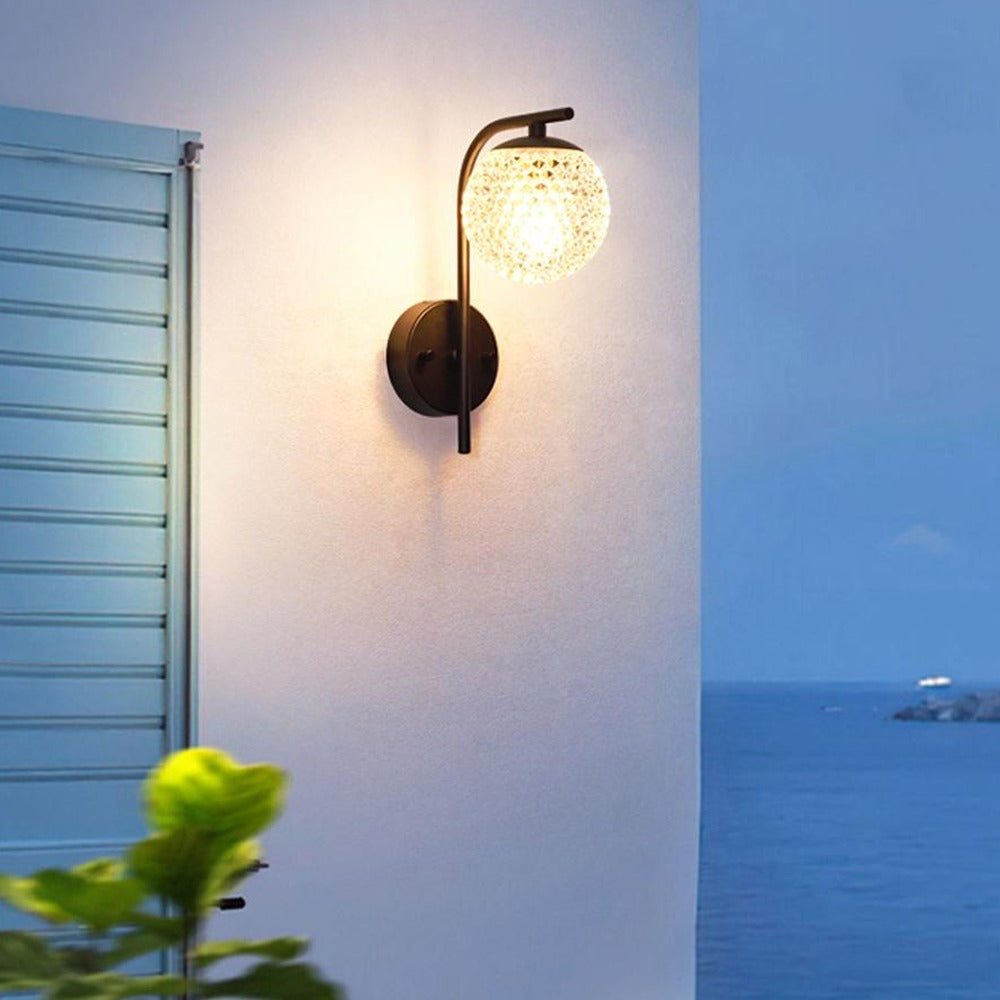 Faceted Globe Wall Sconce, Black Aluminum Outdoor Porch Light 5