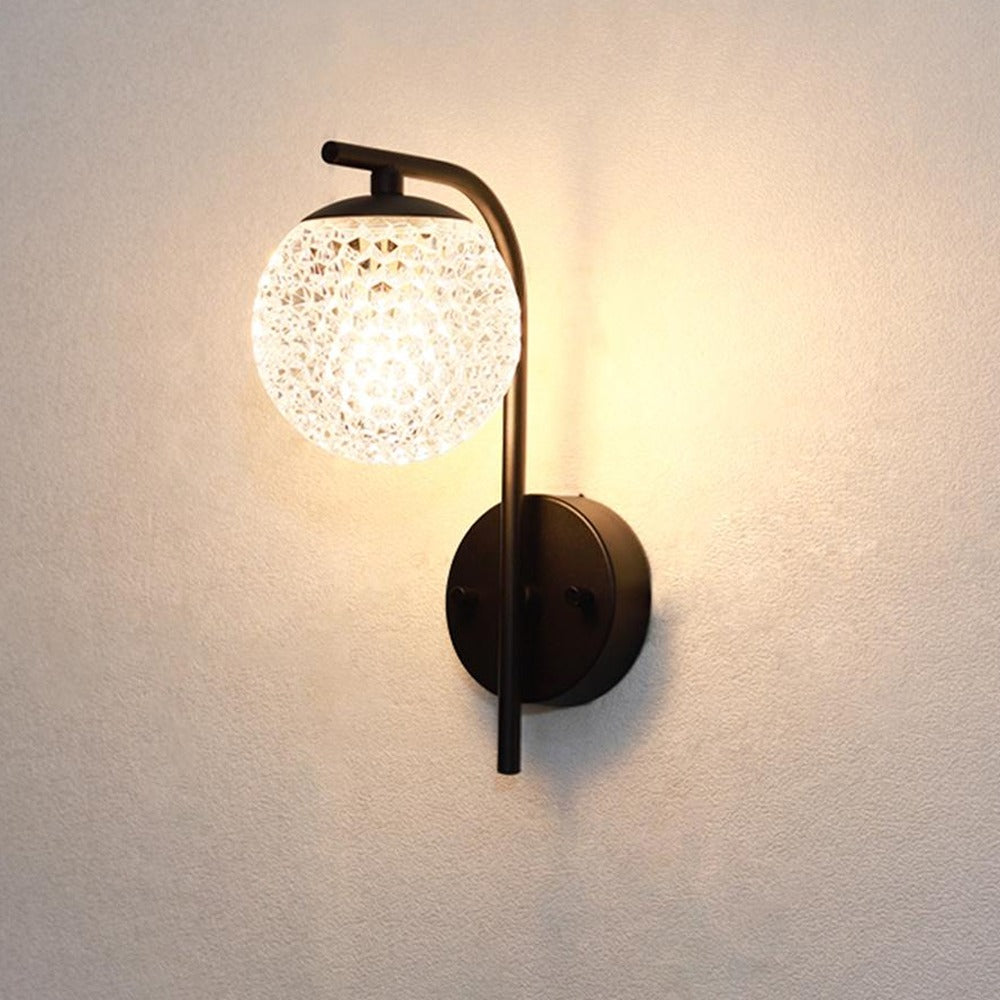 Faceted Globe Wall Sconce, Black Aluminum Outdoor Porch Light 7
