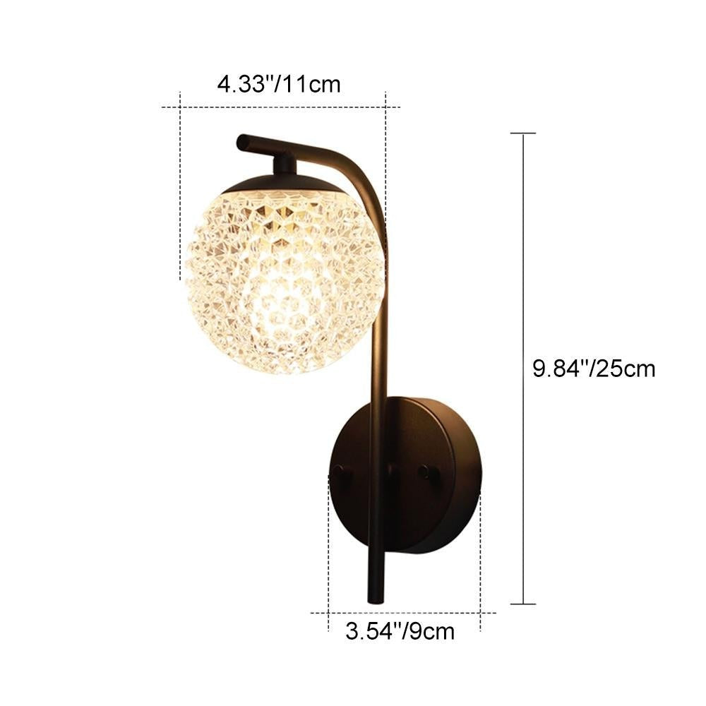 Faceted Globe Wall Sconce, Black Aluminum Outdoor Porch Light 8