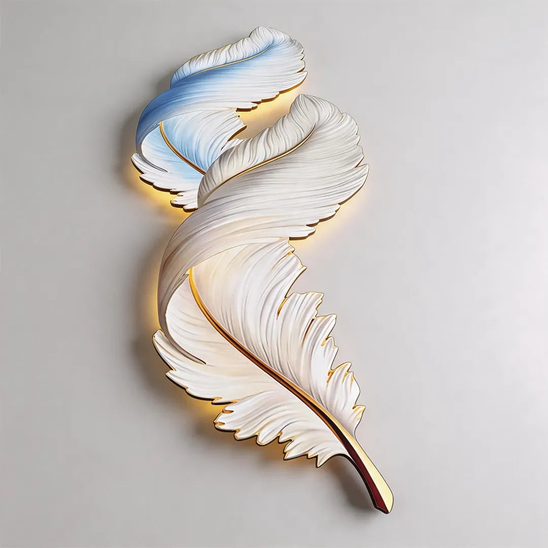 Plume Feather Wall Art Light, Backlit LED Decor Panel