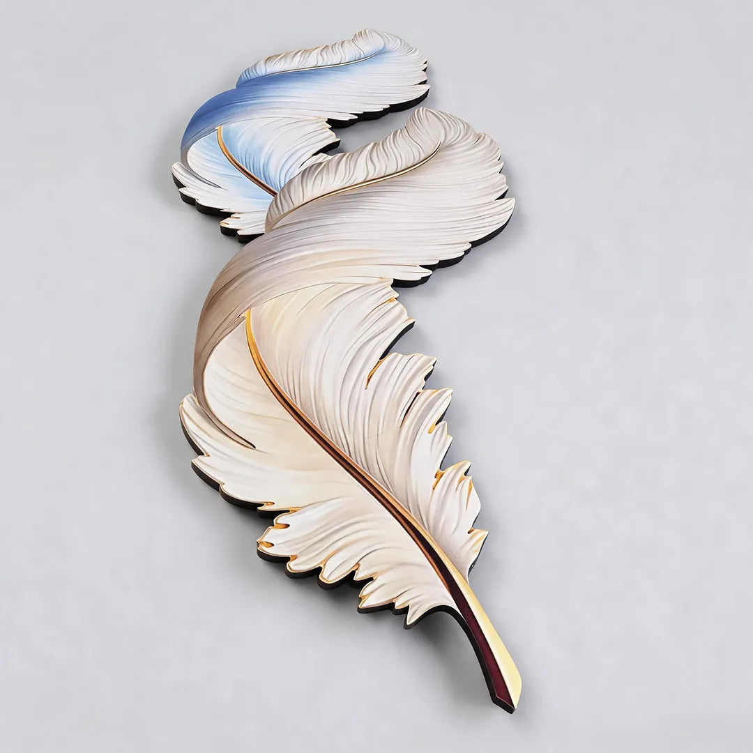Plume Feather Wall Art Light, Backlit LED Decor Panel
