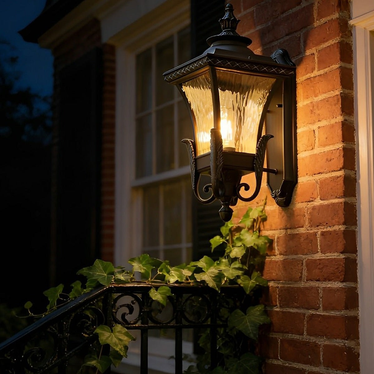 Feathered Crown Porch Lantern, Coffee Die Cast Aluminum Wall Light