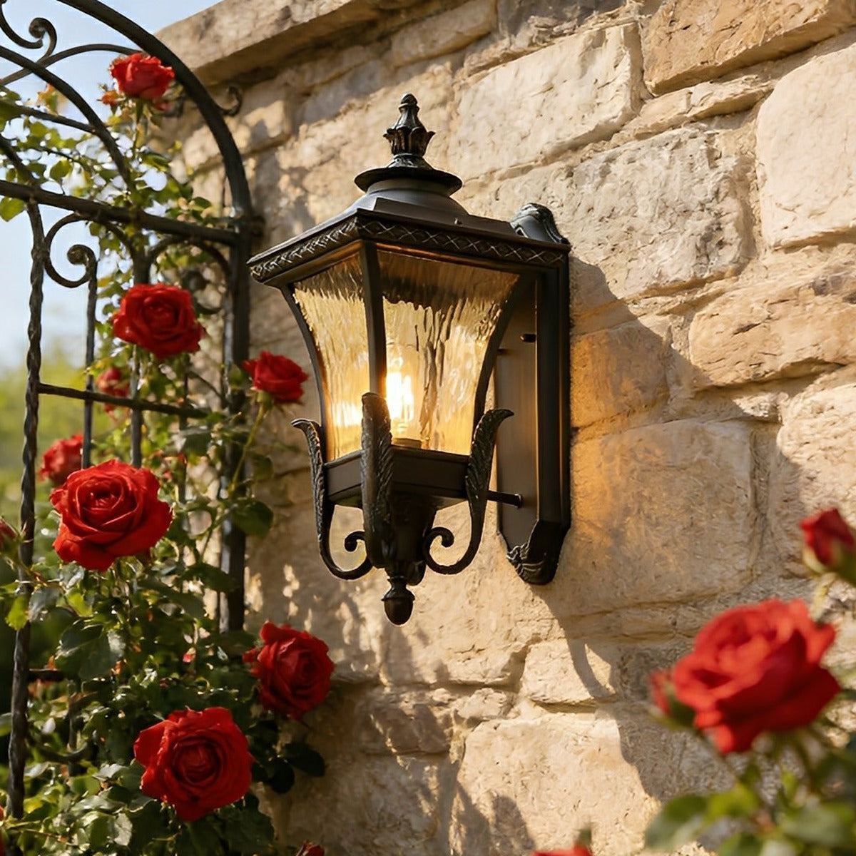 Feathered Crown Porch Lantern, Coffee Die Cast Aluminum Wall Light 2