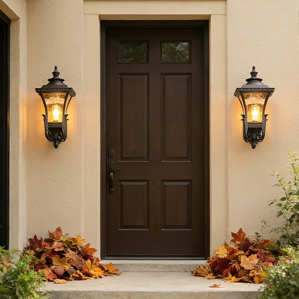 Feathered Crown Porch Lantern, Coffee Die Cast Aluminum Wall Light 3